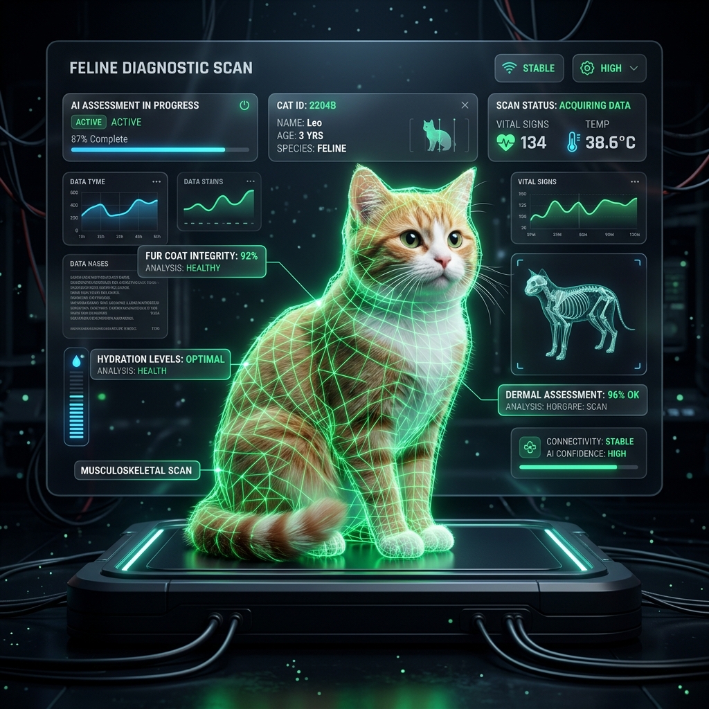 SkinGuard AI escaneando piel de gato